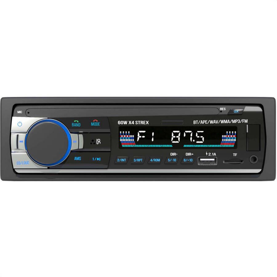 Strex Autoradio met Bluetooth voor alle auto&apos;s USB AUX en Handsfree Afstandsbediening Enkel DIN Auto Radio met