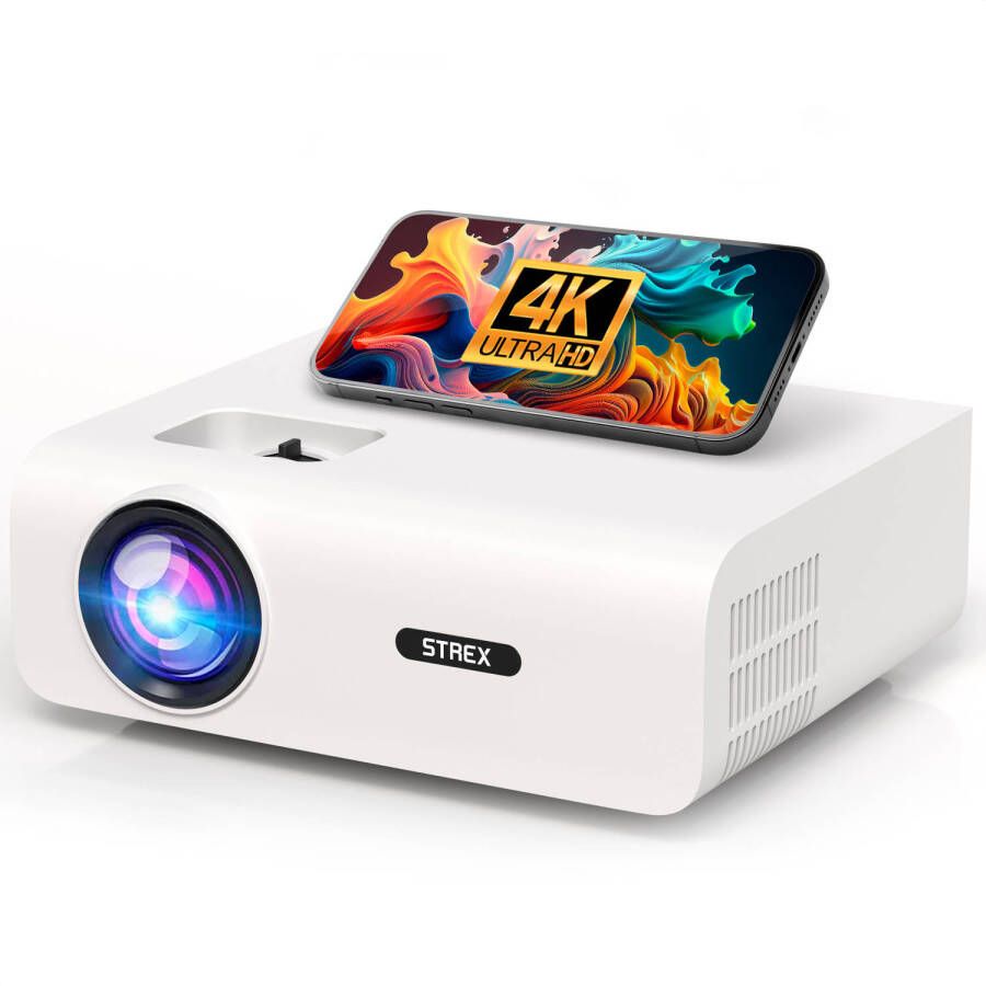 Strex Beamer 1080P Full HD 15000 Lumen Draadloos Streamen WiFi Bluetooth Mini Beamer Projector