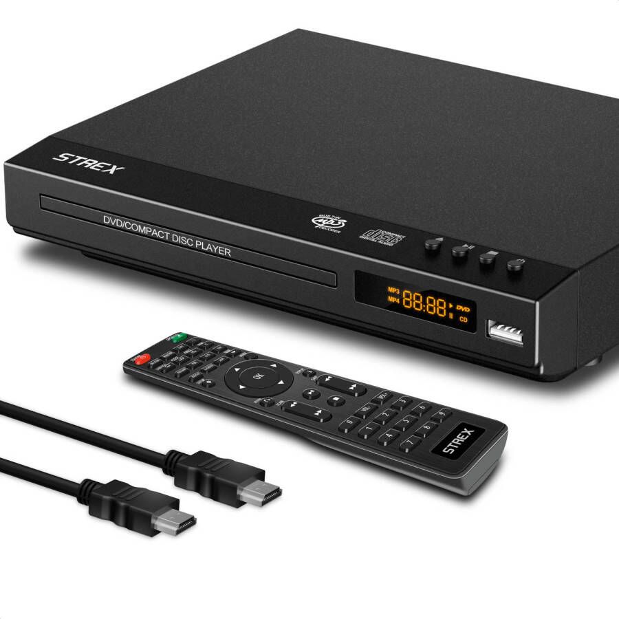 Strex DVD Speler Met HDMI Full HD 1080P Afstandsbediening USB HDMI RCA Regio Vrij Zwart