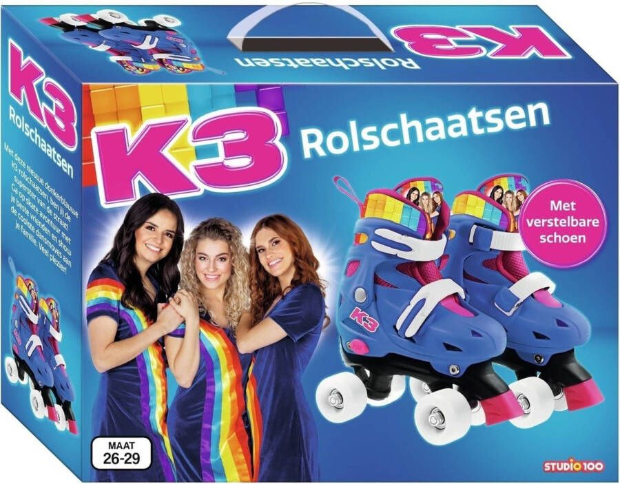 Studio 100 K3 rolschaatsen maat 26-29 regenboog