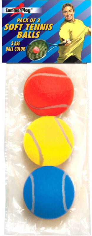Summerplay Set van 3x stuks gekleurde soft foam tennisballen 7 cm Tennisballen