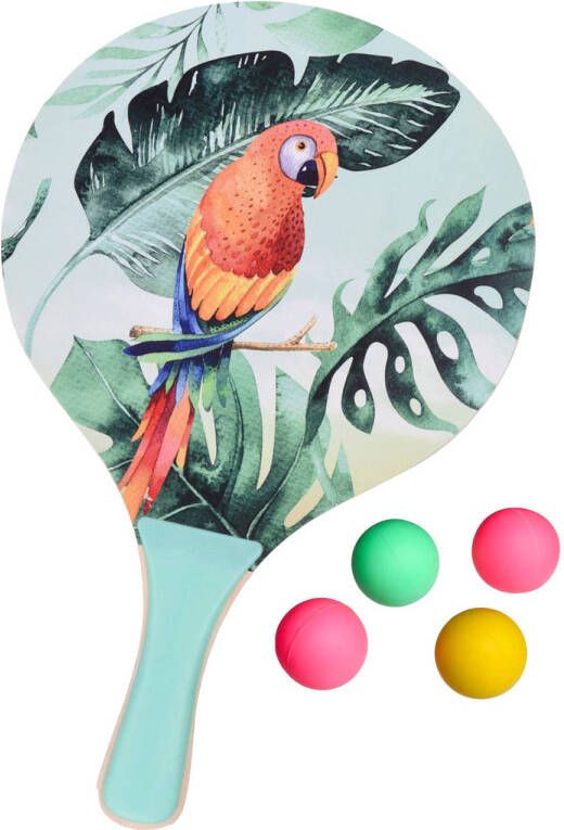 Summertime Beachball set hout groen strand sport speelset met 5x balletjes Beachballsets