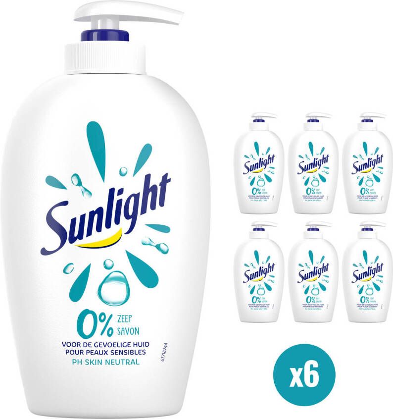 Sunlight Zeep Vloeibare Handzeep 0% Zeep Gevoelige huid 6 x 250 ml Voordeelverpakking