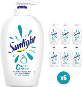 Sunlight Zeep Vloeibare Handzeep 0% Zeep Gevoelige huid 6 x 250 ml Voordeelverpakking