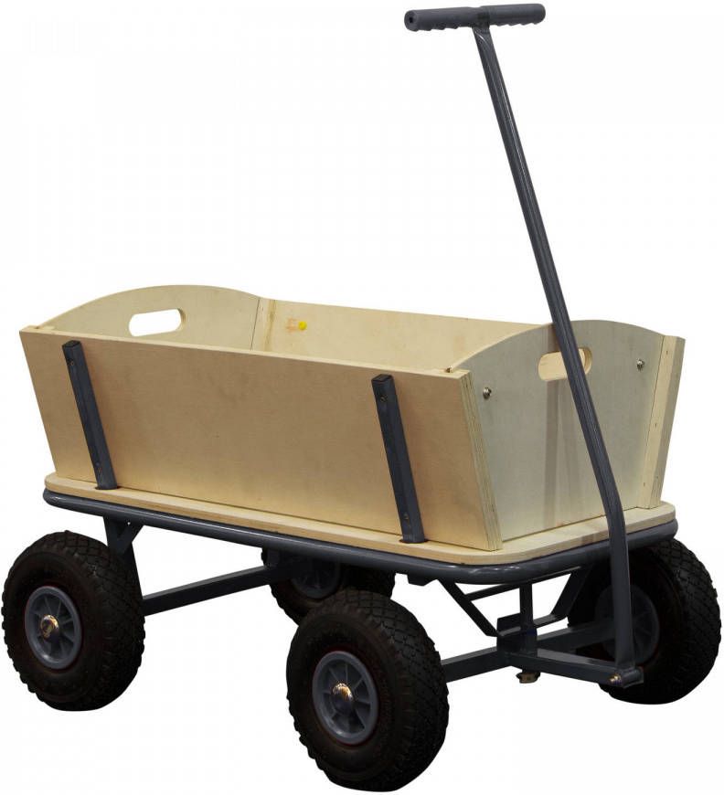 Sunny Billy Beach Wagon Bolderkar van blank hout Bolderwagen met luchtbanden in antraciet