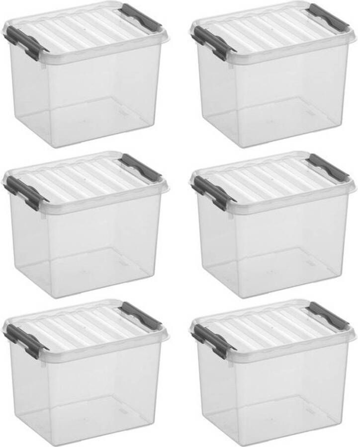 Sunware Q-line Opbergbox Transparant Grijs 3 liter Set van 6 stuks