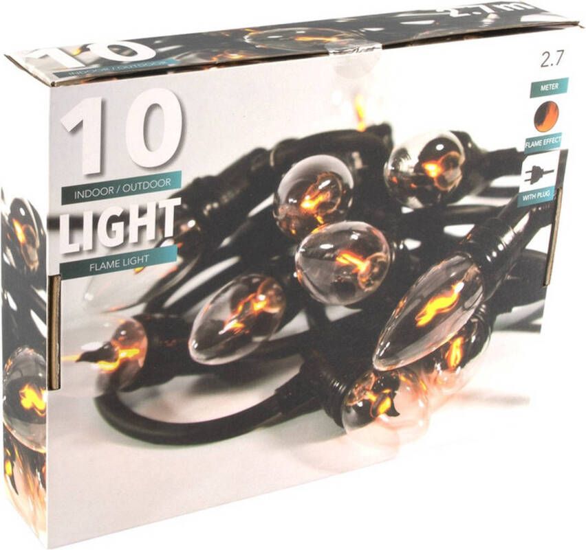 Vlamverlichting lichtsnoer met 10 flame effect lampjes 150 cm Feestverlichting sfeerverlichting kerstverlichting