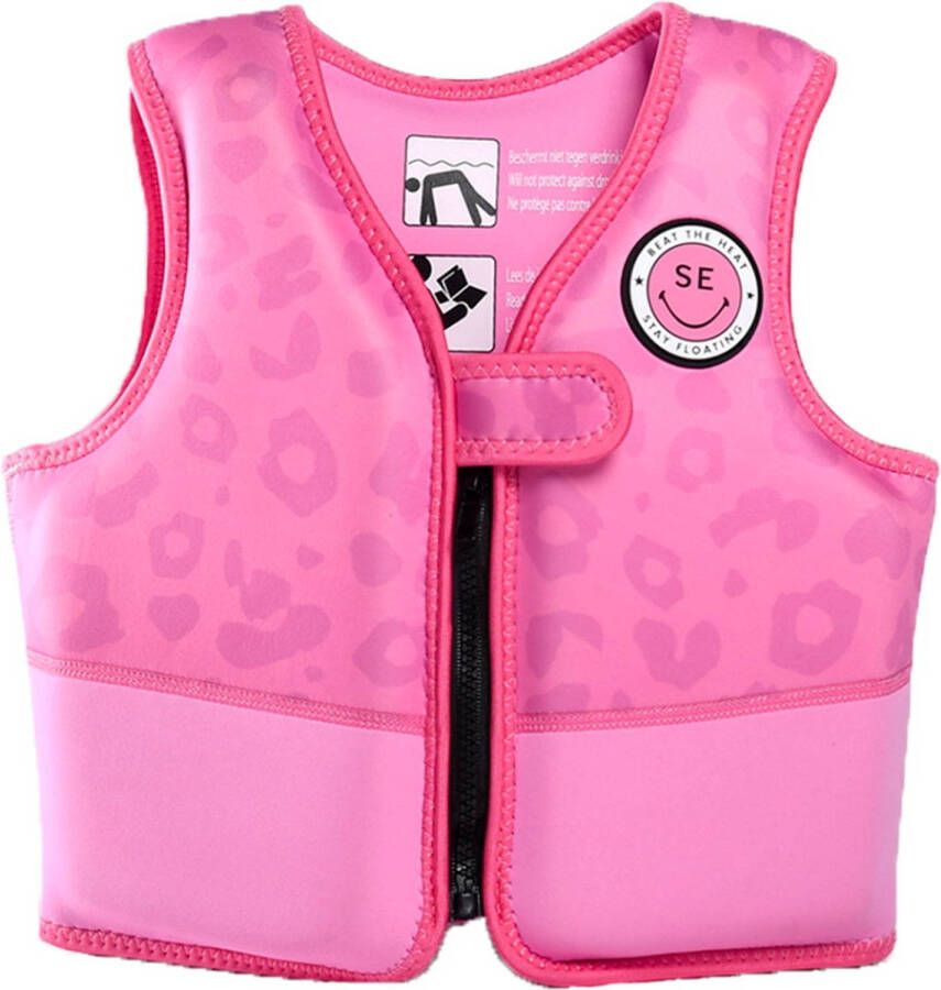 Swim Essentials zwemvest roze panterprint 4-6 jaar