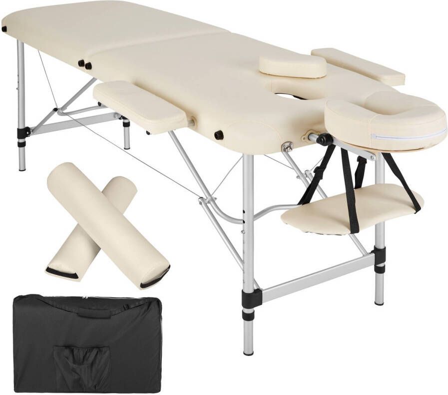 Tectake 2 Zones massagetafel met rolkussens + tas kleur beige 404601