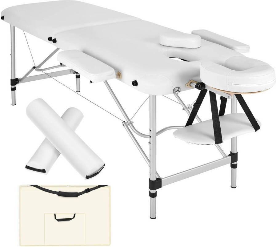 Tectake 2 Zones massagetafel met rolkussens + tas kleur wit 404602