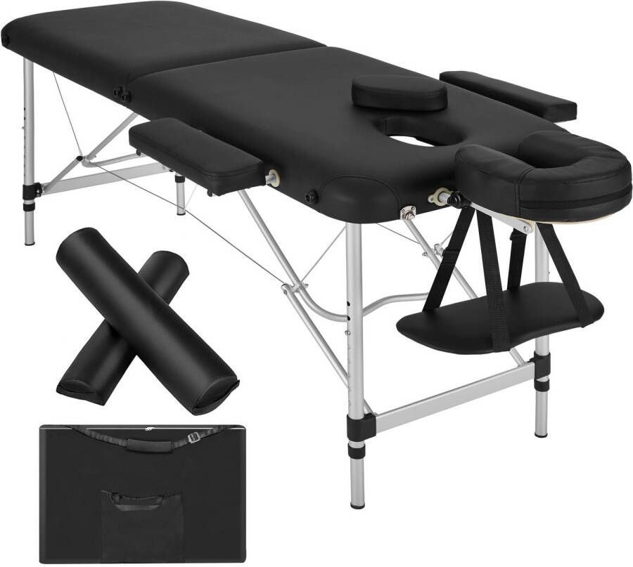 Tectake 2 Zones massagetafel met rolkussens + tas kleur zwart 404600