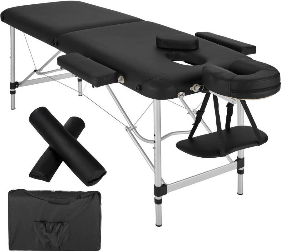 Tectake 2 Zones massagetafel met rolkussens + tas kleur zwart 404600