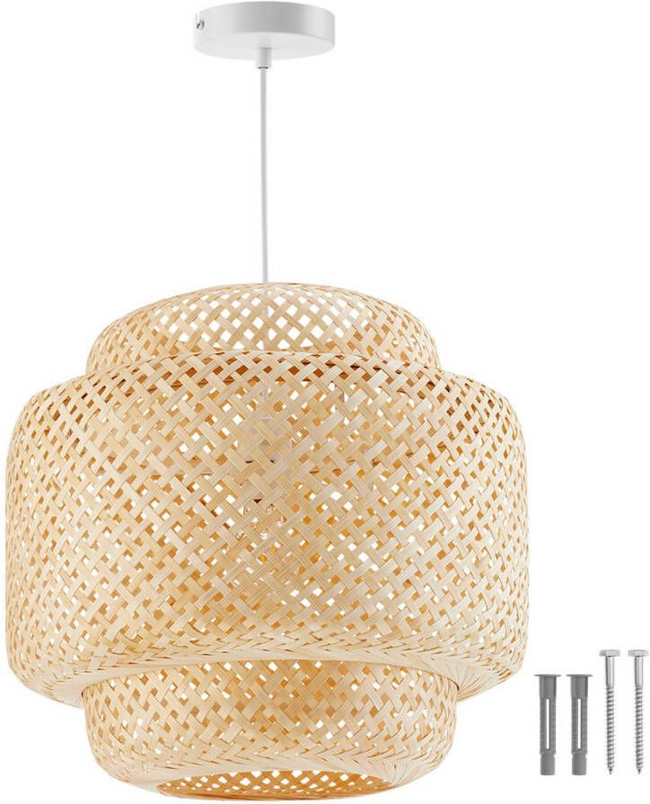 Tectake Hanglamp Bamboe Boho Lamp Hanglamp met Stijlvol Licht