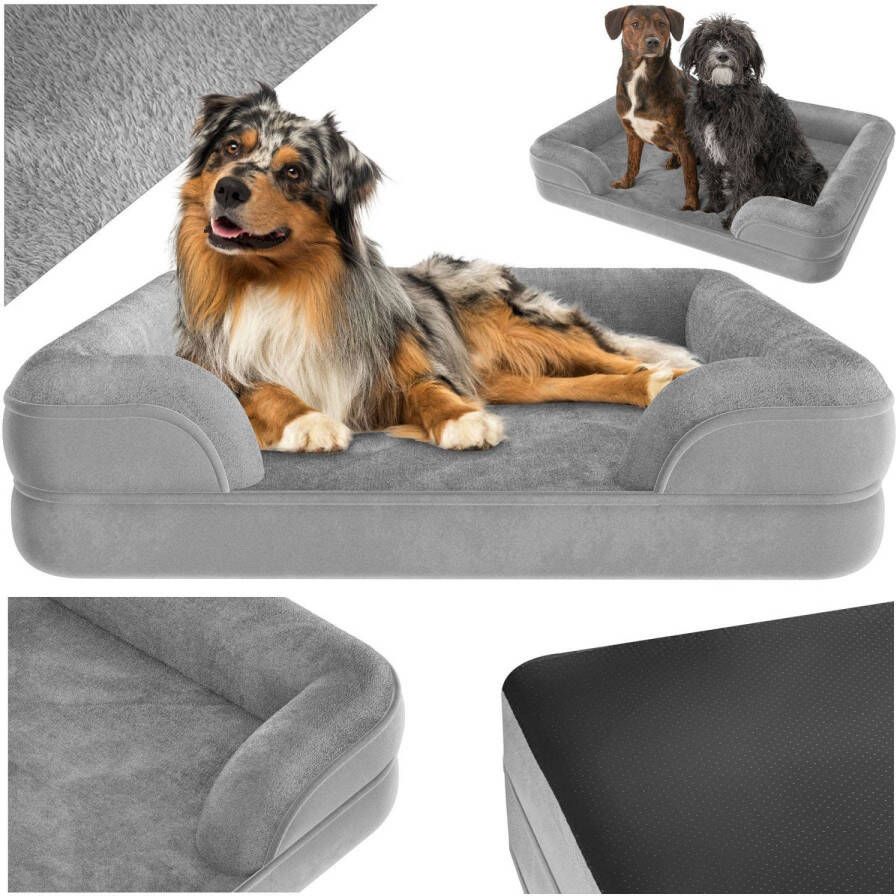 Tectake hondenbed kussen voor grote en middelgrote honden wasbaar hondenmand met traagschuim L (91 x 68 x 18cm)