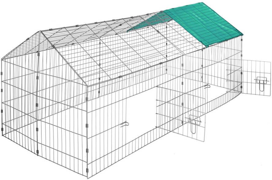 Tectake Konijnenren met zonnescherm groen 402420