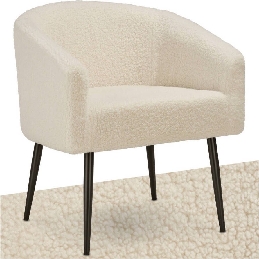 Tectake Loungestoel beige met stoffering Woonkamermeubel Bouclé