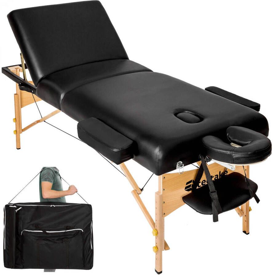 Tectake Massagetafel portable draagbaar matras 7 5 cm incl. draagtas kleur zwart 404376