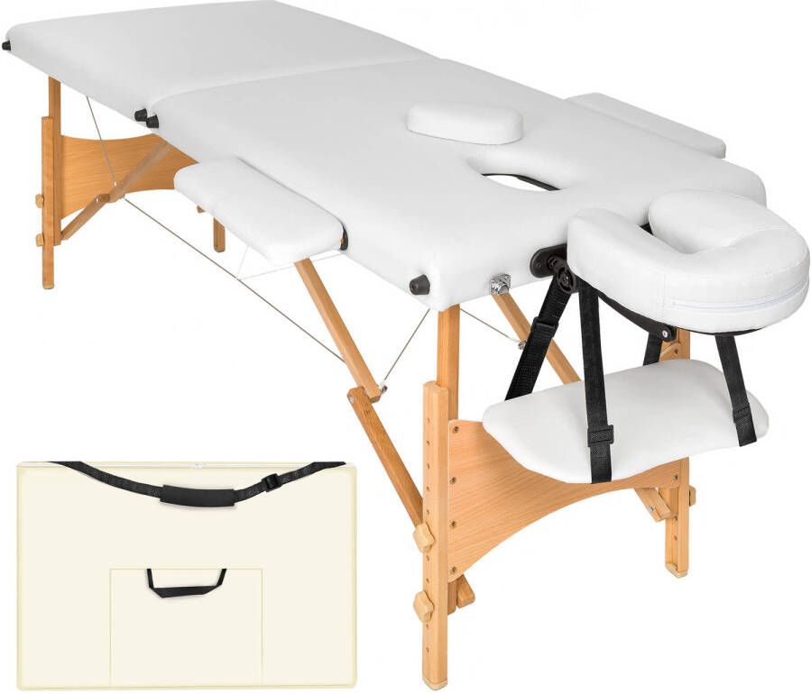 Tectake Mobiele massagetafel wit 2 Zones 5cm + draagtas 401464