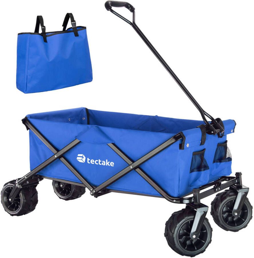 TECTAKE Opvouwbare Bolderwagen Met Brede Banden Draagkracht 80kg Blauw