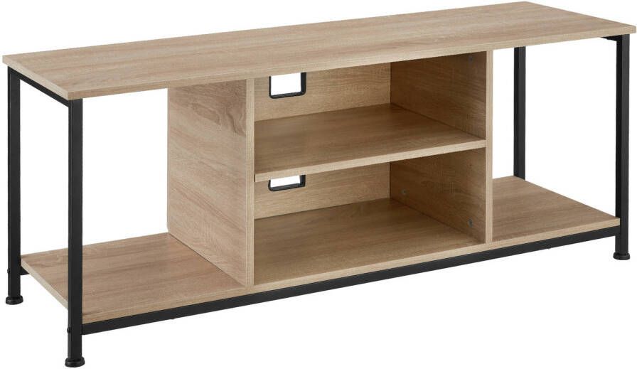 Tectake TV-meubel met 4 open vakken en verstelbare plank industrieel lichtbruin afm. 120 x 40 x 50 5 cm 404645