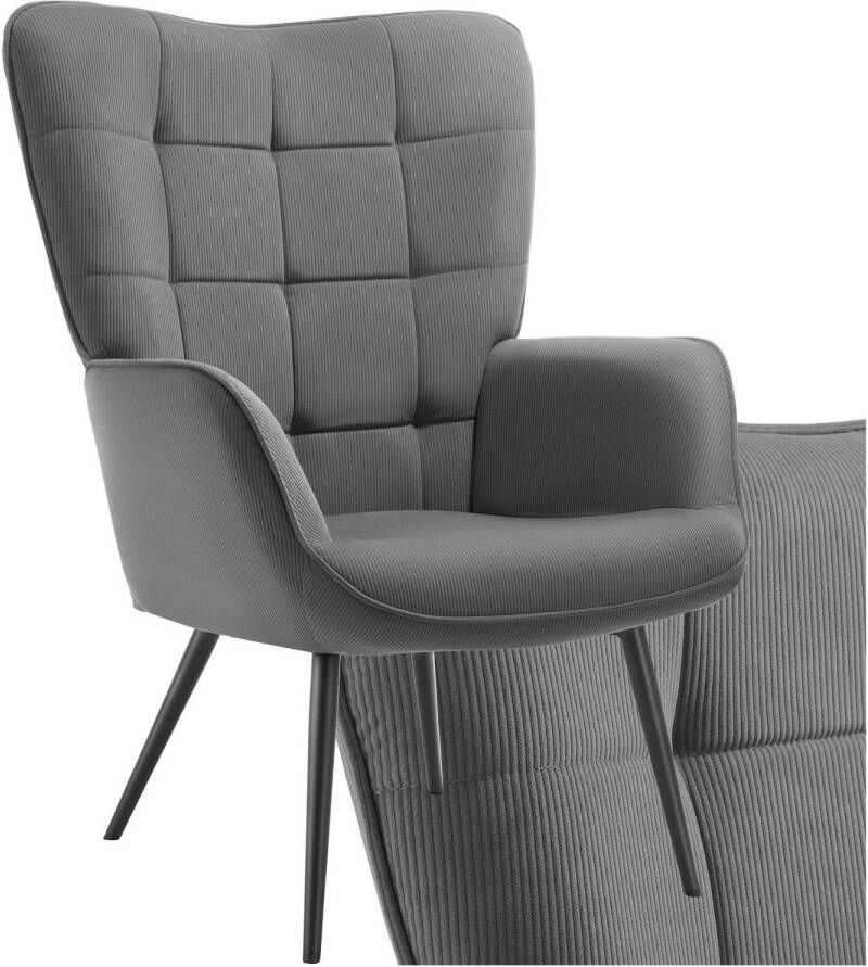 Tectake Oorfauteuil in Scandinavische Stijl Lounge Stoel voor Woonkamer Slaapkamer 150kg Draagvermogen Antraciet