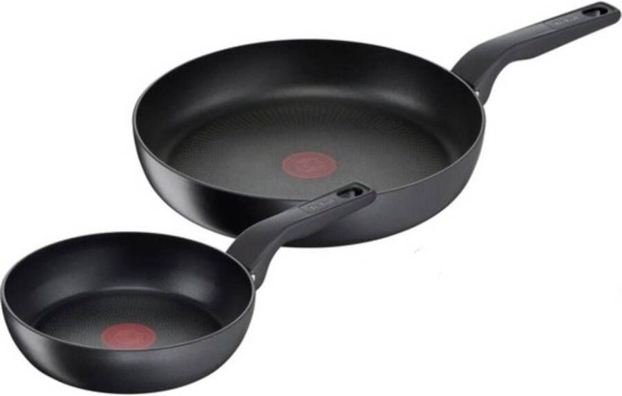 Tefal Hard Titanium Pro Pannenset Koekenpannen Ø24 28cm Extra diep Inductie Aluminium Zwart