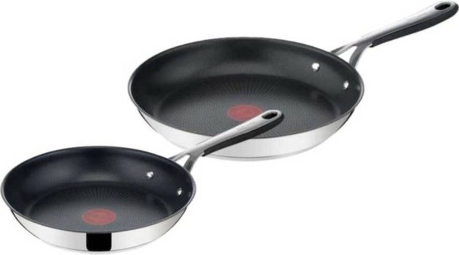 Tefal Jamie Oliver Kitchen Essentials Pannenset Koekenpannen Ø24+28cm Inductie RVS Siliconen Handgreep