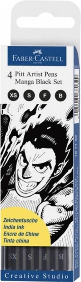 Faber Castell tekenstift Faber-Castell Pitt Artist Pen Manga 4-delig etui Black