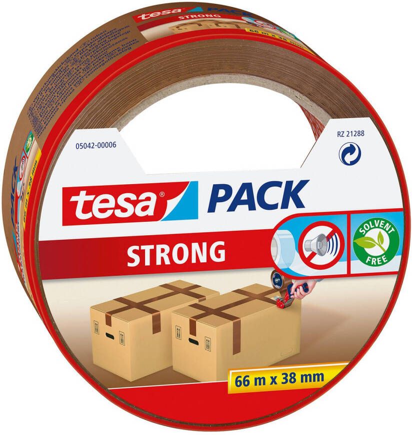Tesa 1x bruine verpakkingstape 66 mtr x 38 mm Tape (klussen)