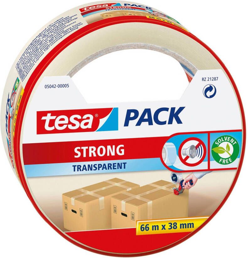 Tesa 1x doorzichtige verpakkingstape 66 mtr x 38 mm Tape (klussen)