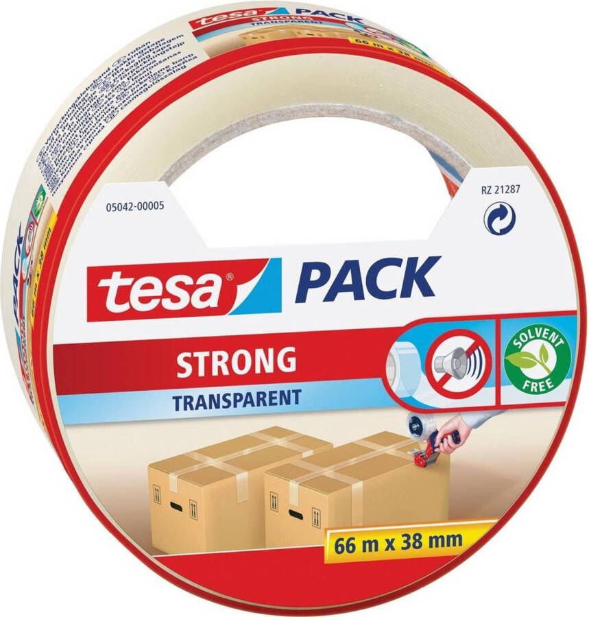 Tesa 1x doorzichtige verpakkingstape sterk 66 mtr x 38 mm Tape (klussen)