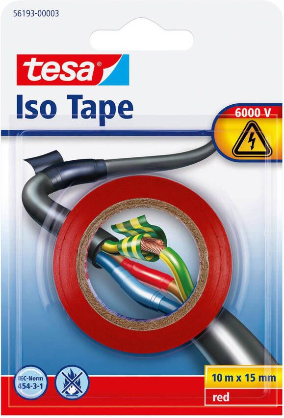 Tesa 1x isolatie tape op rol rood 10 mtr x 1 5 cm Tape (klussen)