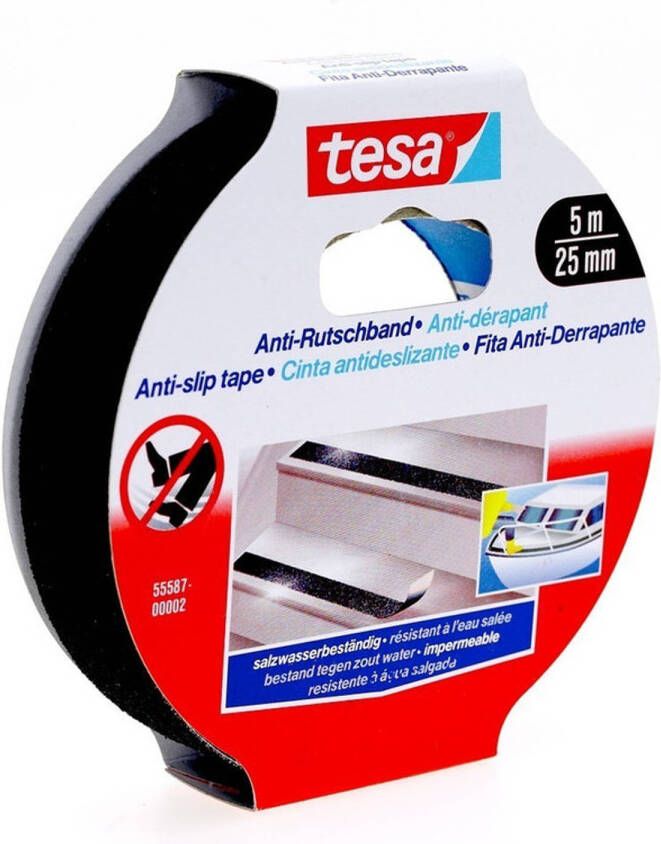 Tesa 2x antislip tape zwart op rol 5 meter Tape (klussen)