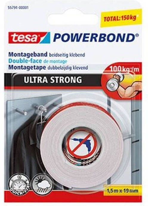 Tesa 2x Montagetape 19 mm x 1 5 m Tape (klussen)