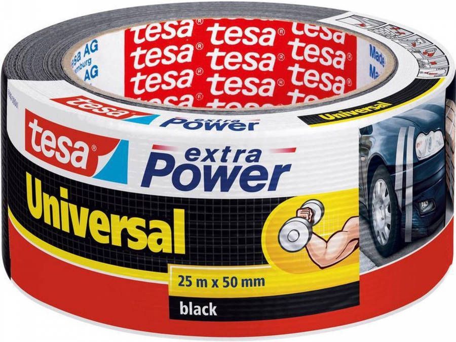 Tesa 1x ducttape Extra Power universeel zwart 25 mtr x 5 cm Tape (klussen)