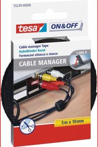TESA On & Off tesa 55239-00-00 Klittenband kabelbinder Om te bundelen Haak- en lusdeel (l x b) 5000 mm x 10 mm Zwart 1 stuk(s)