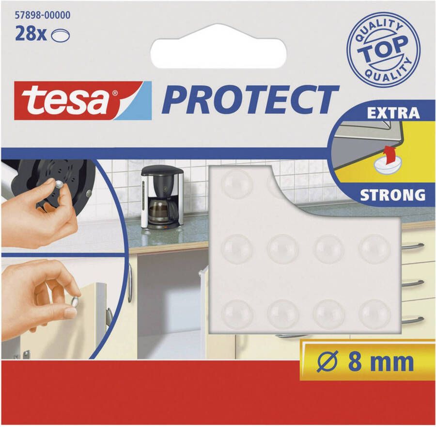 Tesa 84x Transparante ronde stoopdopjes antislip noppen 8 mm Geluidsdempers stootdoppen