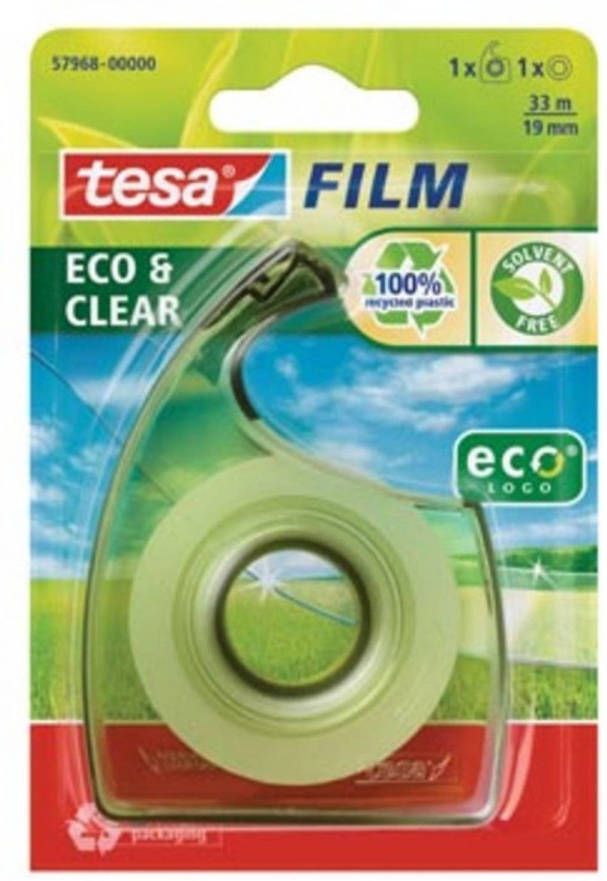 Tesa film eco & clear ecoLogo ft 19 mm x 33 m blister met 1 dispenser met 1 rolletje