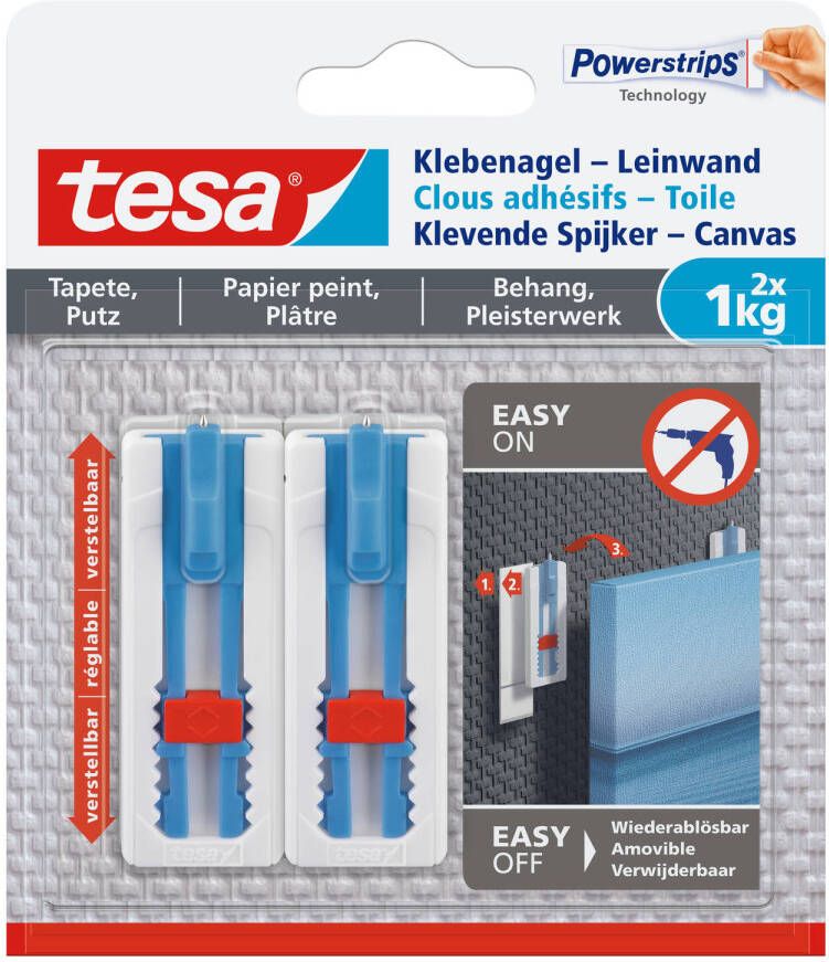 Tesa klevende spijker Powerstrips voor canvas 1kg 2st.