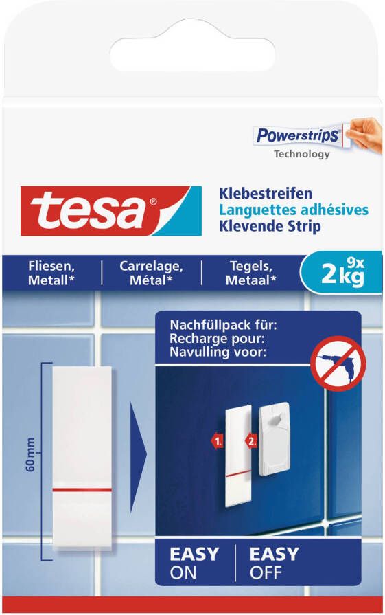Tesa Powerstrips 77760 Tegel & Metaal Lijm Tab 2 Kg 9 St.