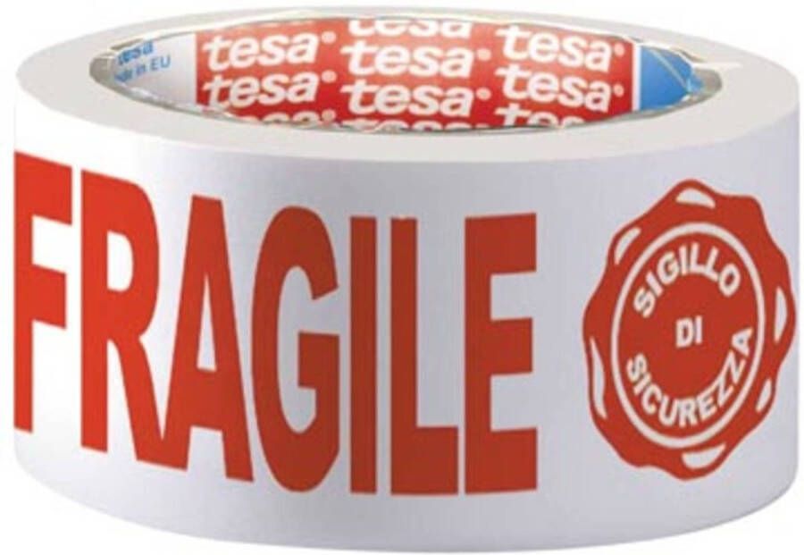 Tesa verpakkingsplakband FRAGILE ft 50 mm x 66 m