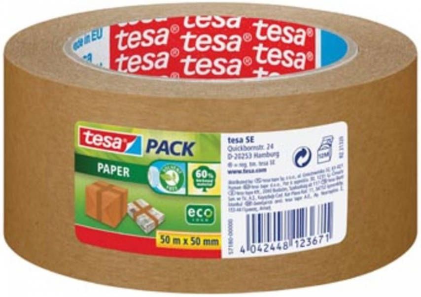 Tesa verpakkingsplakband Paper ft 50 mm x 50 m papier bruin