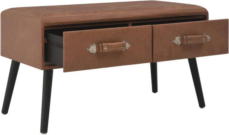 The Living Store Opbergbank Kunstleer Donkerbruin 80 x 40 x 46 cm Met 2 Lades