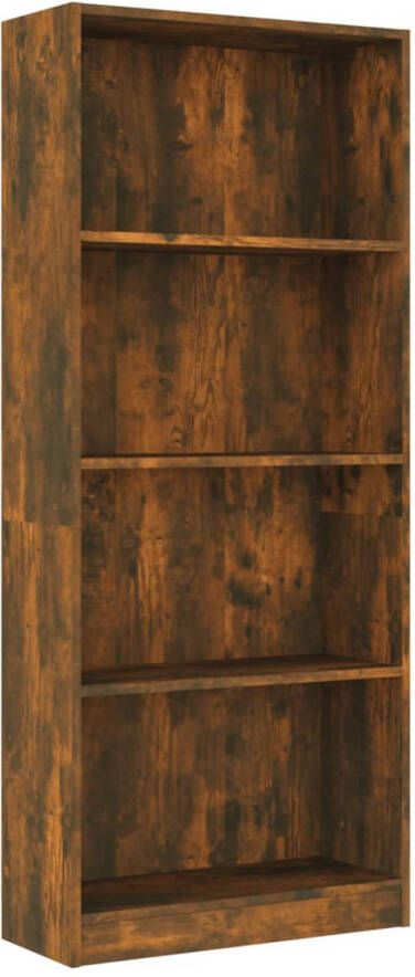 The Living Store Boekenkast Gerookt Eiken 60 x 24 x 142 cm 4-laags ontwerp