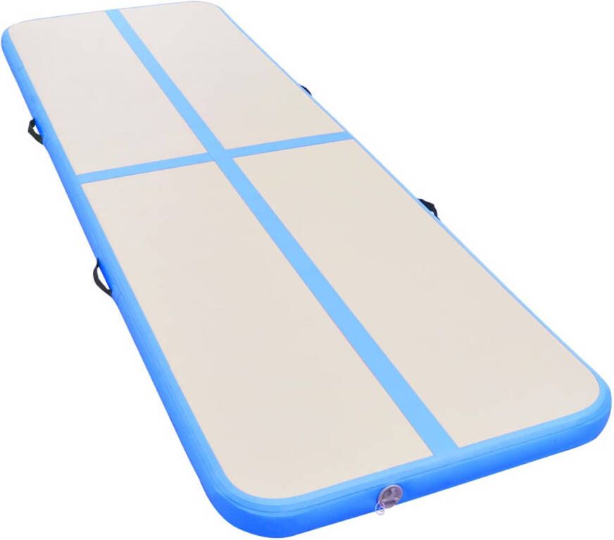 The Living Store Gymnastiekmat met pomp opblaasbaar 600x100x10 cm PVC blauw Yogamat