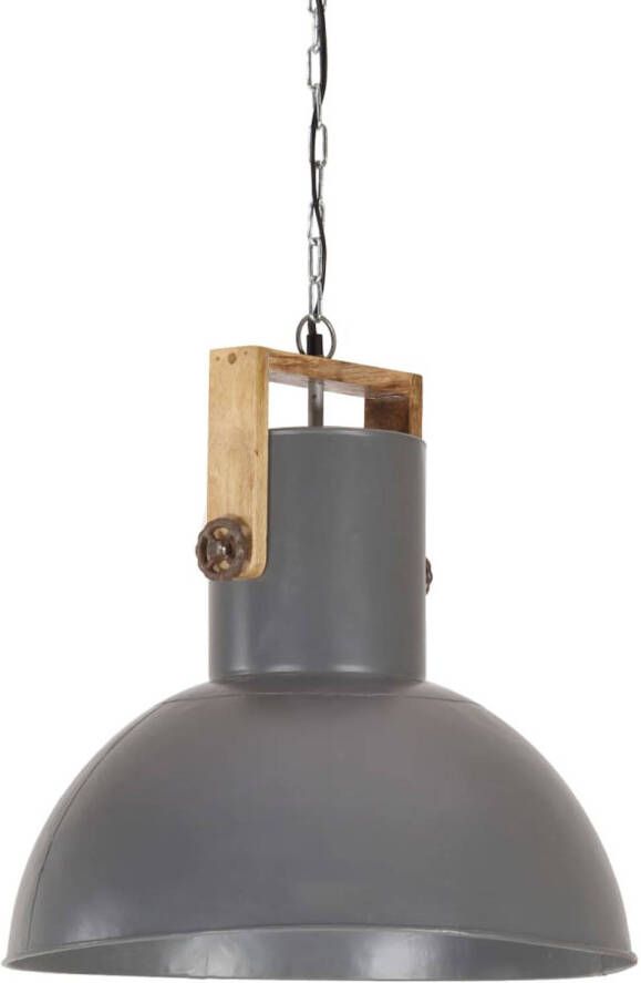 The Living Store Hanglamp Industrieel 154 cm Grijs IJzer en Mangohout