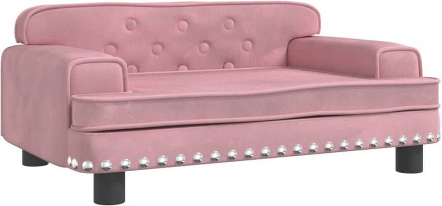 The Living Store hondenbank fluweel 70 x 45 x 30 cm roze