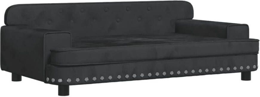 The Living Store Hondenbank Fluweel 90x53x30 cm Zwart Geschikt voor kleine honden Montage vereist