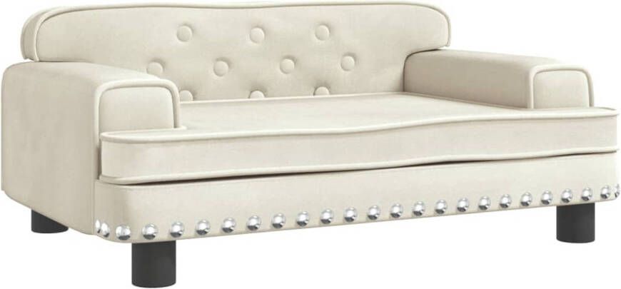 The Living Store Hondenbed Luxe Fluweel Massief Grenenhout 70x45x30 cm