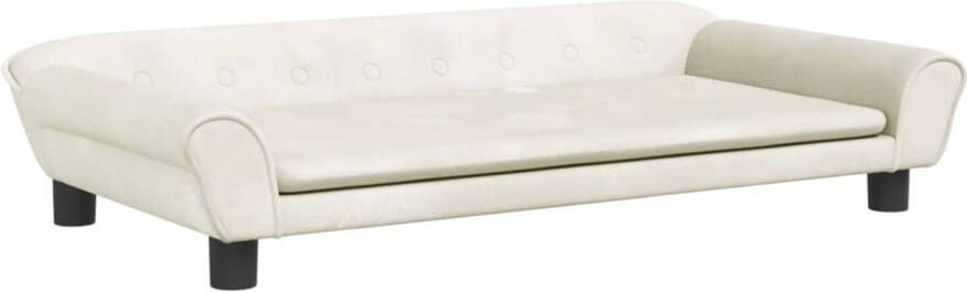 The Living Store Hondenbed Massief grenenhout Comfortabel fluweel 100x50x21cm Crème